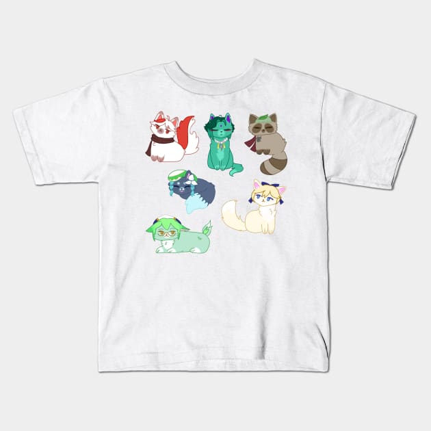 anemo kitties Kids T-Shirt by casserolestan